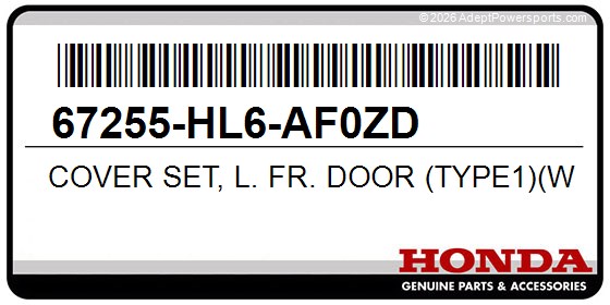Honda 67255-HL6-AF0ZD Cover Set, L. Fr. Door (Type1)(Wl)
