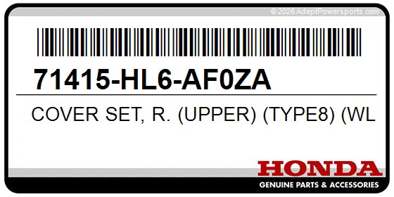 Honda 71415-HL6-AF0ZA Cover Set, R. (Upper) (Type8) (Wl)