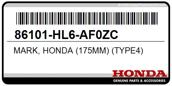Honda 86101-HL6-AF0ZC Mark, Honda (175Mm) (Type4)