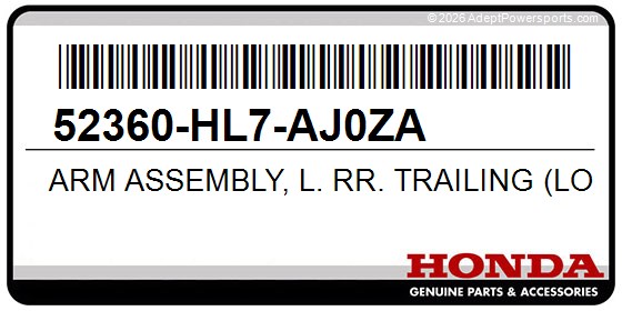 Honda 52360-HL7-AJ0ZA Arm Assembly, L. Rr. Trailing (Lower) (Type7)
