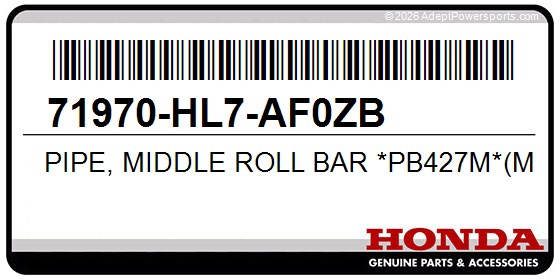 Honda 71970-HL7-AF0ZB Pipe, Middle Roll Bar *Pb427m*(Mat Kyanite Blue Metallic)