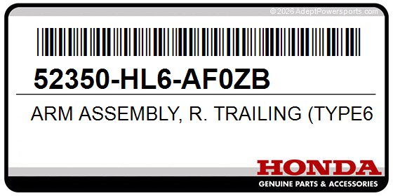 Honda 52350-HL6-AF0ZB Arm Assembly, R. Trailing (Type6)