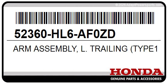 Honda 52360-HL6-AF0ZD Arm Assembly, L. Trailing (Type1)