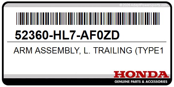 Honda 52360-HL7-AF0ZD Arm Assembly, L. Trailing (Type1)