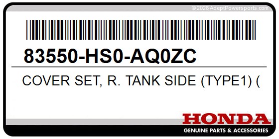 Honda 83550-HS0-AQ0ZC Cover Set, R. Tank Side (Type1) (Wl)