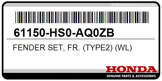 Honda 61150-HS0-AQ0ZB Fender Set, Fr. (Type2) (Wl)