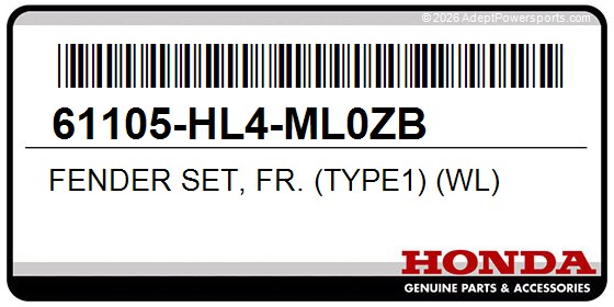 Honda 61105-HL4-ML0ZB Fender Set, Fr. (Type1) (Wl)
