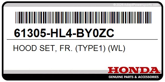 Honda 61305-HL4-BY0ZC Hood Set, Fr. (Type1) (Wl)