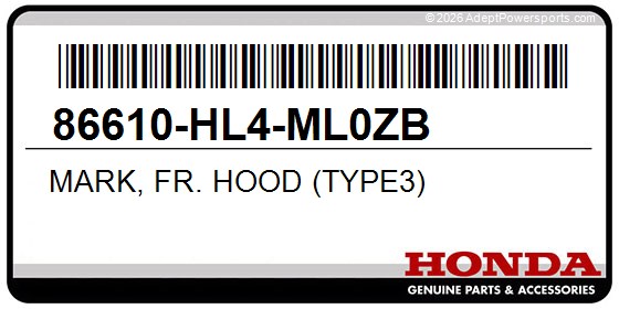 Honda 86610-HL4-ML0ZB Mark, Fr. Hood (Type3)