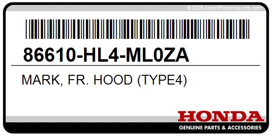 Honda 86610-HL4-ML0ZA Mark, Fr. Hood (Type4)