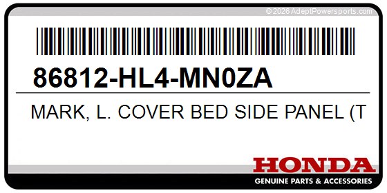 Honda 86812-HL4-MN0ZA Mark, L. Cover Bed Side Panel (Type5)