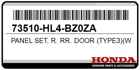 Honda 73510-HL4-BZ0ZA Panel Set, R. Rr. Door (Type3)(Wl)