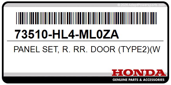Honda 73510-HL4-ML0ZA Panel Set, R. Rr. Door (Type2)(Wl)