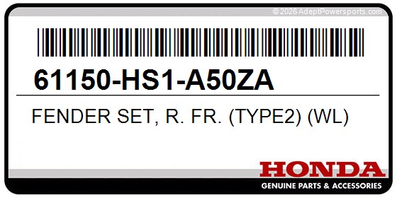Honda 61150-HS1-A50ZA Fender Set, R. Fr. (Type2) (Wl)