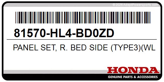 Honda 81570-HL4-BD0ZD Panel Set, R. Bed Side (Type3)(Wl)