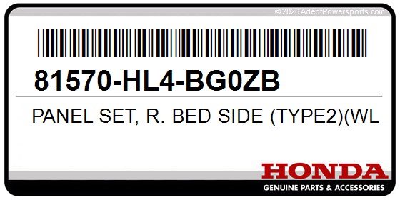 Honda 81570-HL4-BG0ZB Panel Set, R. Bed Side (Type2)(Wl)
