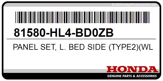 Honda 81580-HL4-BD0ZB Panel Set, L. Bed Side (Type2)(Wl)