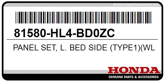 Honda 81580-HL4-BD0ZC Panel Set, L. Bed Side (Type1)(Wl)