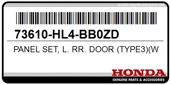 Honda 73610-HL4-BB0ZD Panel Set, L. Rr. Door (Type3)(Wl)