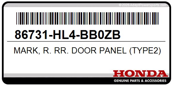 Honda 86731-HL4-BB0ZB Mark, R. Rr. Door Panel (Type2)