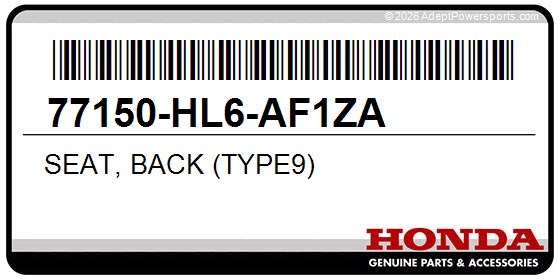 Honda 77150-HL6-AF1ZA Seat, Back (Type9)