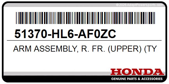 Honda 51370-HL6-AF0ZC Arm Assembly, R. Fr. (Upper) (Type4)