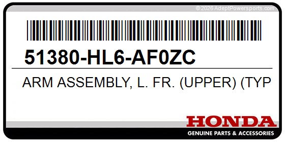 Honda 51380-HL6-AF0ZC Arm Assembly, L. Fr. (Upper) (Type4)