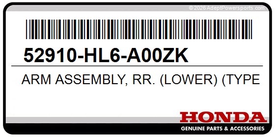 Honda 52910-HL6-A00ZK Arm Assembly, Rr. (Lower) (Type4)