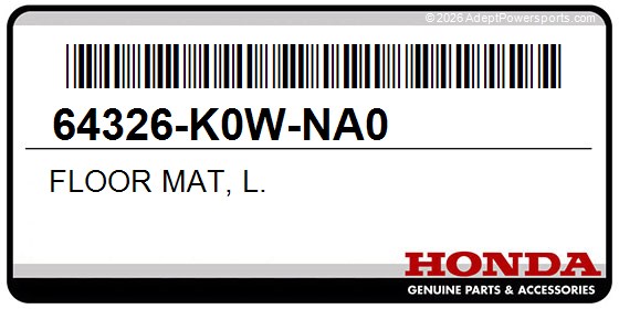 Honda 64326-K0W-NA0 Floor Mat, L.