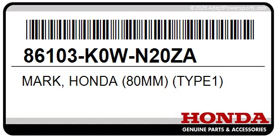 Honda 86103-K0W-N20ZA Mark, Honda (80Mm) (Type1)