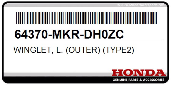 Honda 64370-MKR-DH0ZC Winglet, L. (Outer) (Type2)