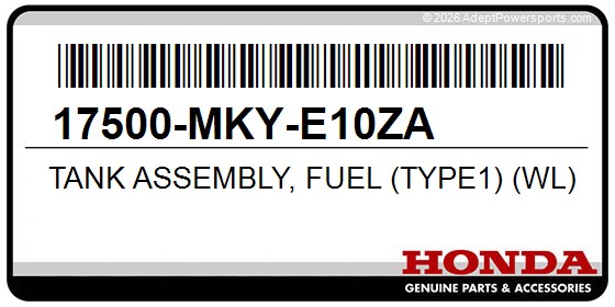 Honda 17500-MKY-E10ZA Tank Assembly, Fuel (Type1) (Wl)