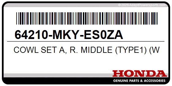 Honda 64210-MKY-ES0ZA Cowl Set A, R. Middle (Type1) (Wl)