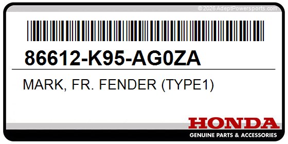 Honda 86612-K95-AG0ZA Mark, Fr. Fender (Type1)