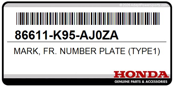 Honda 86611-K95-AJ0ZA Mark, Fr. Number Plate (Type1)