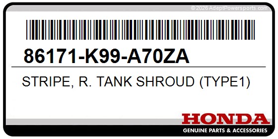 Honda 86171-K99-A70ZA Stripe, R. Tank Shroud (Type1)