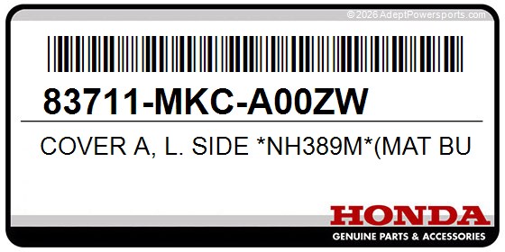 Honda 83711-MKC-A00ZW Cover A, L. Side *Nh389m*(Mat Bullet Silver)