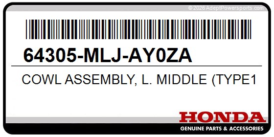 Honda 64305-MLJ-AY0ZA Cowl Assembly, L. Middle (Type1) (Wl)