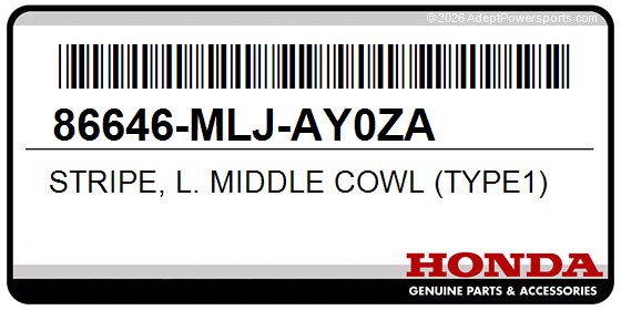 Honda 86646-MLJ-AY0ZA Stripe, L. Middle Cowl (Type1)