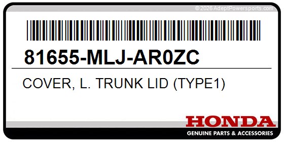 Honda 81655-MLJ-AR0ZC Cover, L. Trunk Lid (Type1)