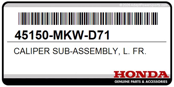 Honda 45150-MKW-D71 Caliper Sub-Assembly, L. Fr.