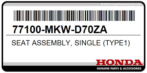 Honda 77100-MKW-D70ZA Seat Assembly, Single (Type1)
