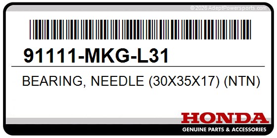 Honda 91111-MKG-L31 Bearing, Needle (30X35x17) (Ntn)