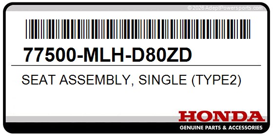Honda 77500-MLH-D80ZD Seat Assembly, Single (Type2)