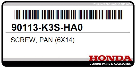 Honda 90113-K3S-HA0 Screw, Pan (6X14)