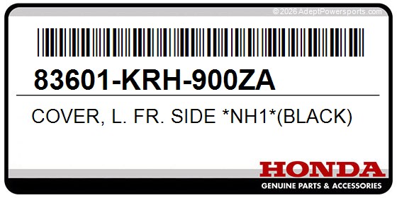 Honda 83601-KRH-900ZA Cover, L. Fr. Side *Nh1*(Black)
