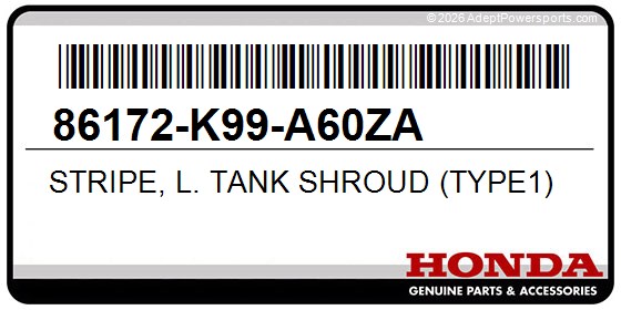 Honda 86172-K99-A60ZA Stripe, L. Tank Shroud (Type1)