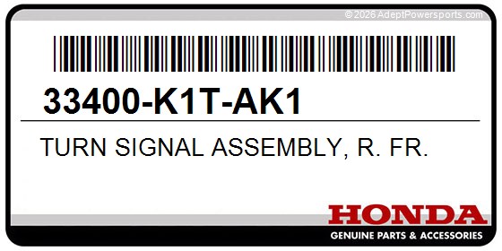 Honda 33400-K1T-AK1 Turn Signal Assembly, R. Fr.