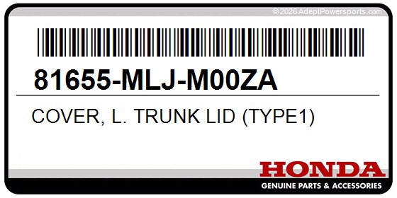 Honda 81655-MLJ-M00ZA Cover, L. Trunk Lid (Type1)