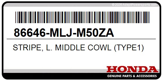 Honda 86646-MLJ-M50ZA Stripe, L. Middle Cowl (Type1)